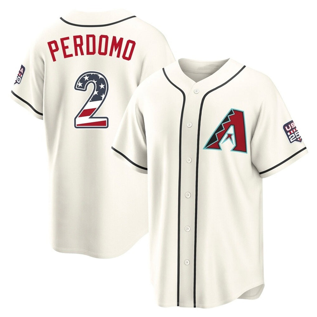 A.Diamondbacks #2 Geraldo Perdomo Player Cream USA 250 Fourth of July Home Game Gdoa250Ys Stitched Jerseys