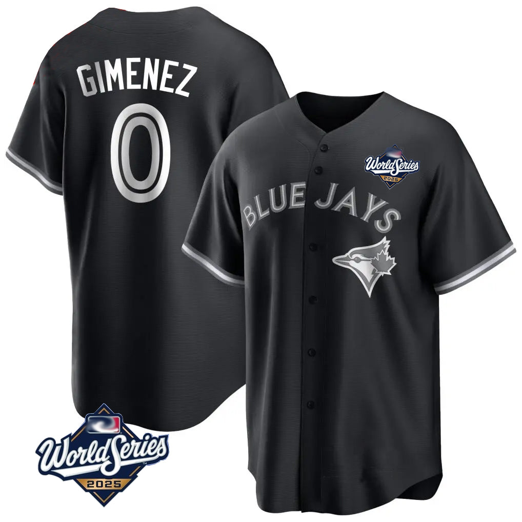 T.Blue Jays #0 Andres Gimenez Player Black 2025 World Series Game Gdoa Stitched Jerseys