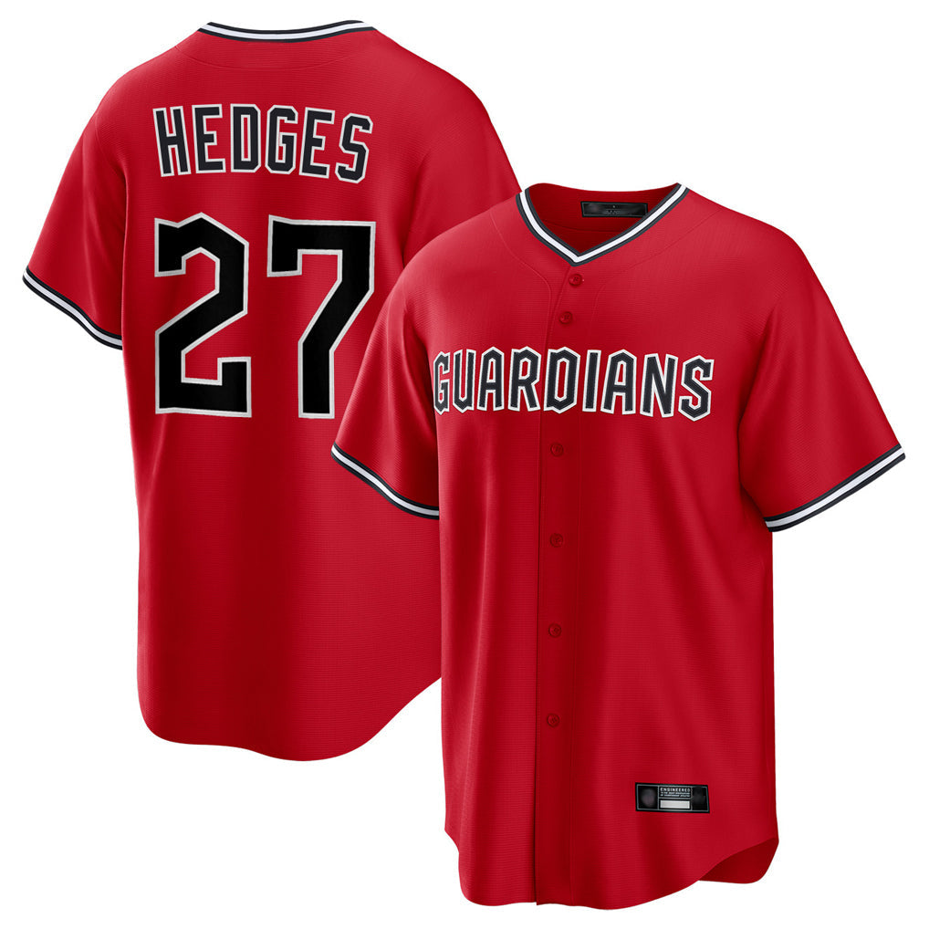 C.Guardians #27 Austin Hedges Player Red Home Game Gdoa Stitched Jerseys
