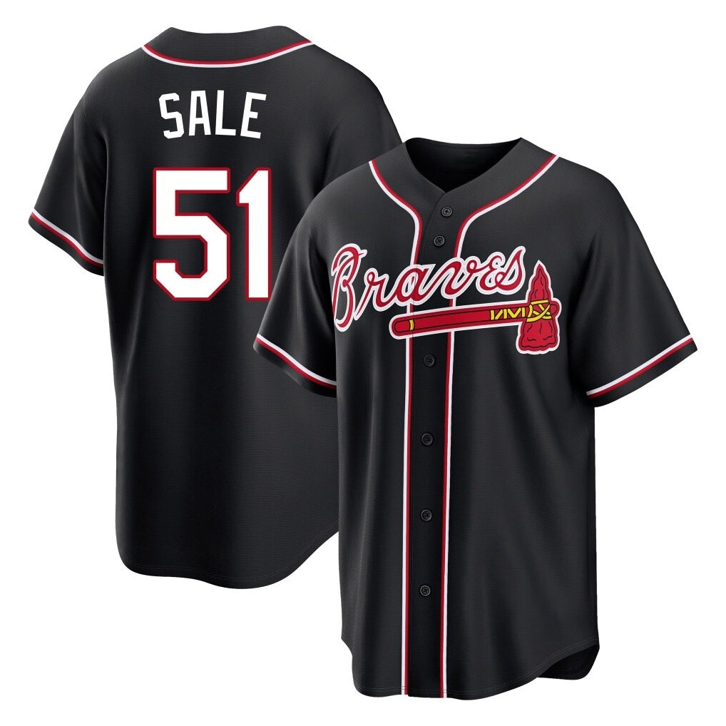 A.Braves #51 Chris Sale Player Black Fashion Out Game Gdoa Stitched Jerseys