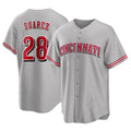 C.Reds #28 Eugenio Su¨¢rez Player Gray Home Game Gdoa Stitched Jerseys