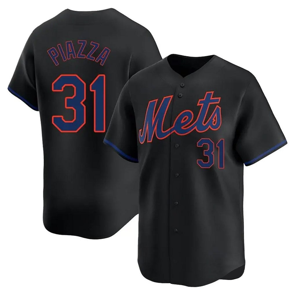 NY.Mets #31 Mike Piazza Player Black Alternate Home Limited Gdoa Stitched Jerseys