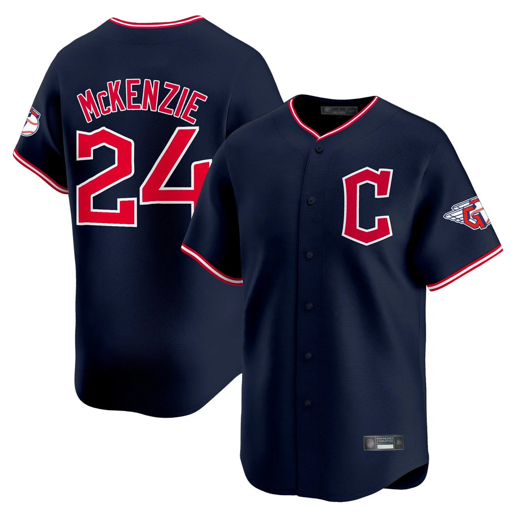 C.Guardians #24 Triston McKenzie Player Navy Limited Home Gdoa Stitched Jerseys