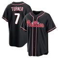 P.Phillies #7 Trea Turner Player Black Fashion Out Home Game Stitched Jerseys