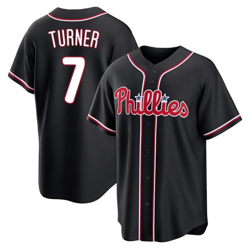 P.Phillies #7 Trea Turner Player Black Fashion Out Home Game Stitched Jerseys