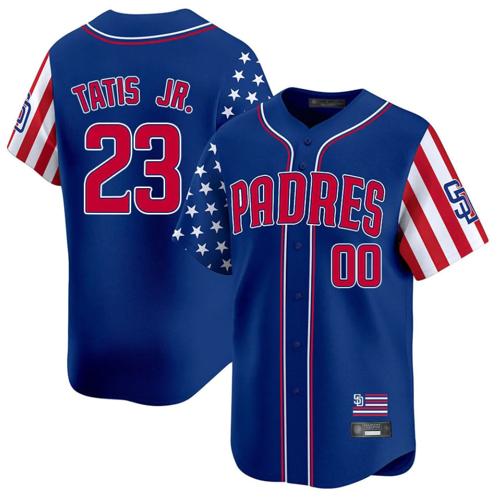 S.Diego Padres #23 Fernando Tatis Jr Player Royal Independence Day Home Limited Stitched Jerseys