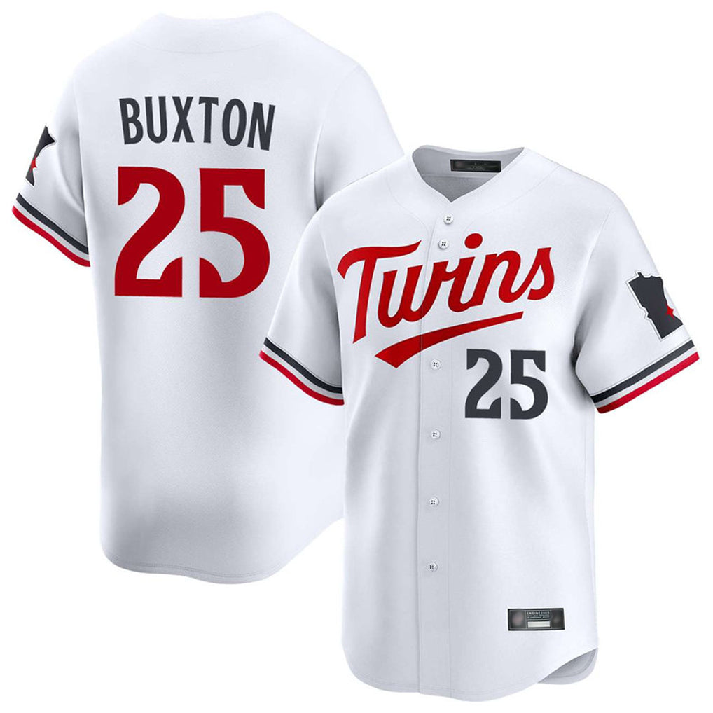 M.Twins #25 Byron Buxton Player White Home Limited Gdoa Stitched Jerseys