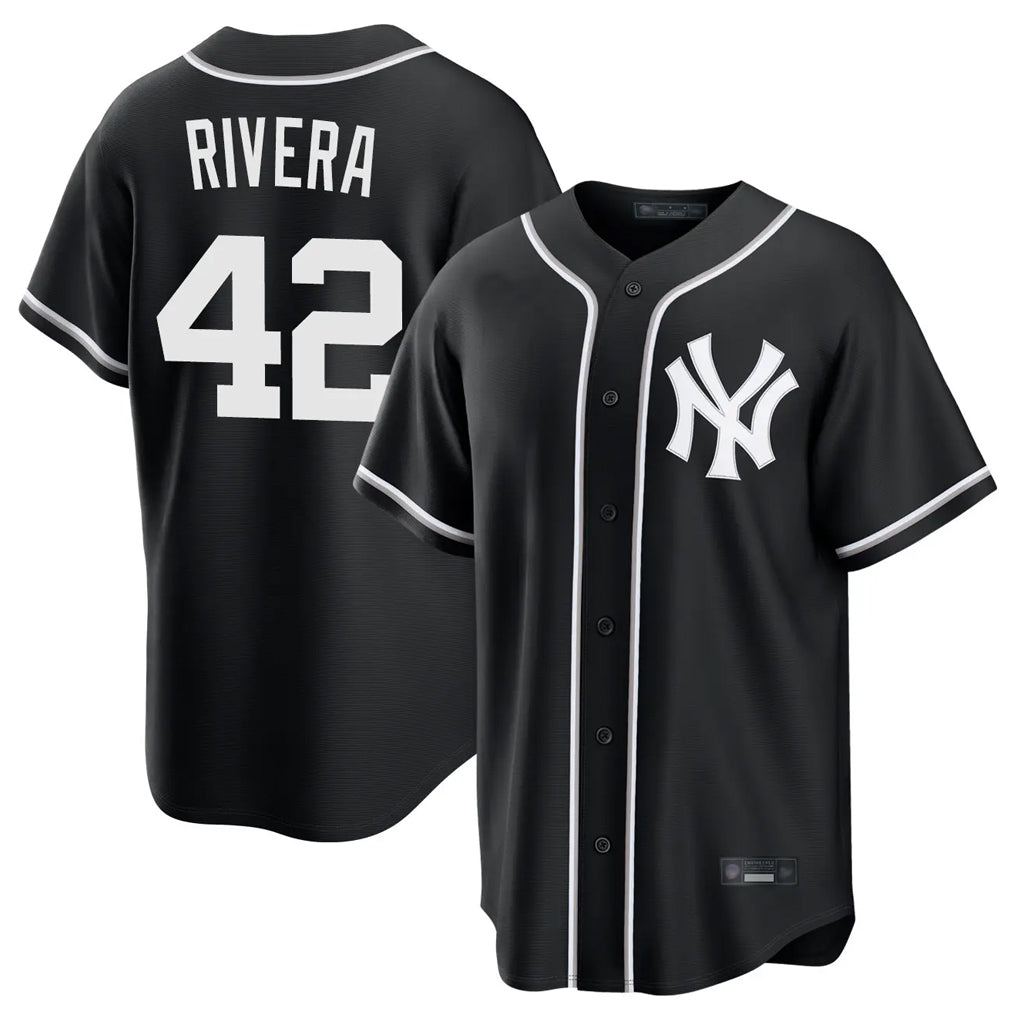 NY.Yankees #42 Mariano Rivera Player Black Out Game Home Gdoa Stitched Jerseys