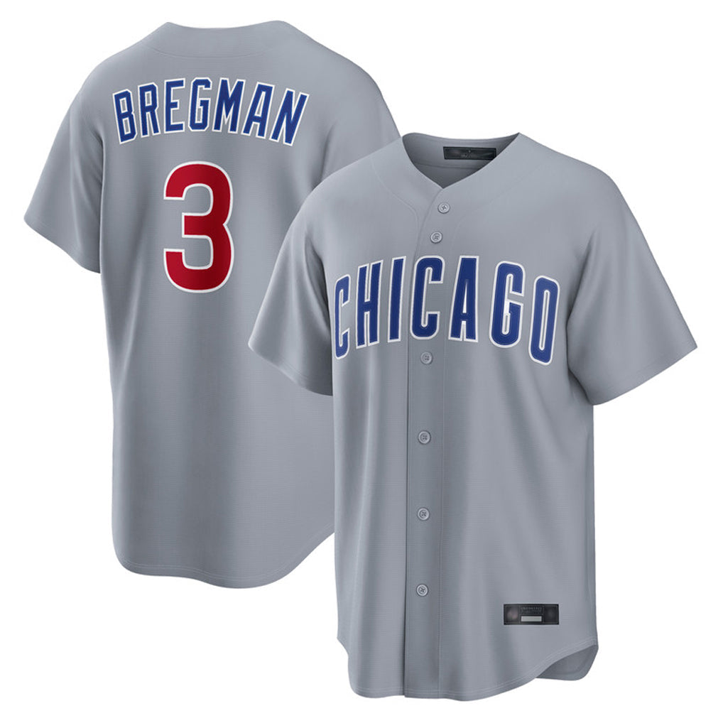 C.Cubs #3 Alex Bregman Player Gray Home Game Gdoa Stitched Jerseys