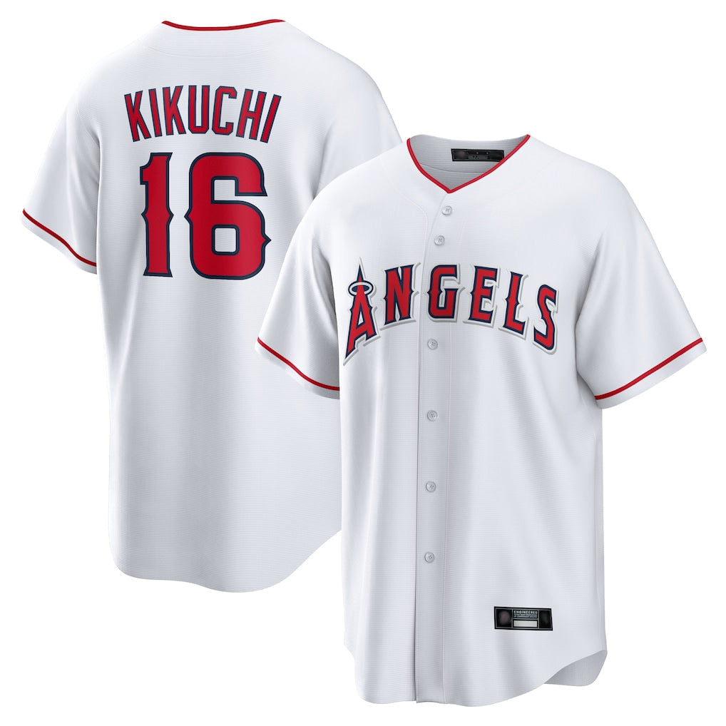 LA.Angels #16 Yusei Kikuchi Player White Home Game Gdoa Stitched Jerseys