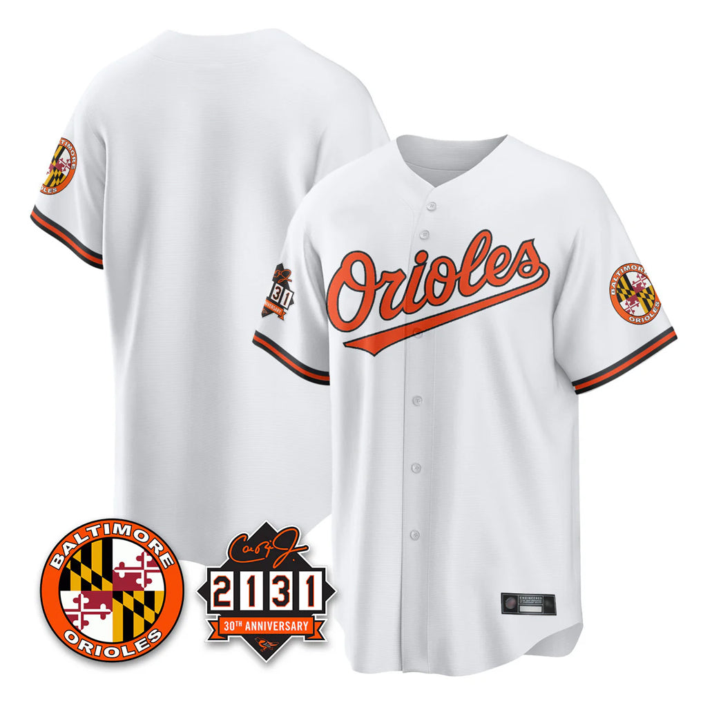 B.Orioles ## Orioles Blank Player White 30th Anniversary of 2131 Home Game Gdoa Stitched Jerseys