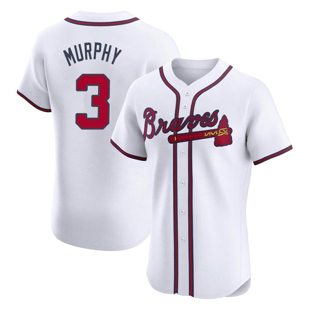 A.Braves #3 Dale Murphy Player White Limited Elite Home Game Gdoa Stitched Jerseys