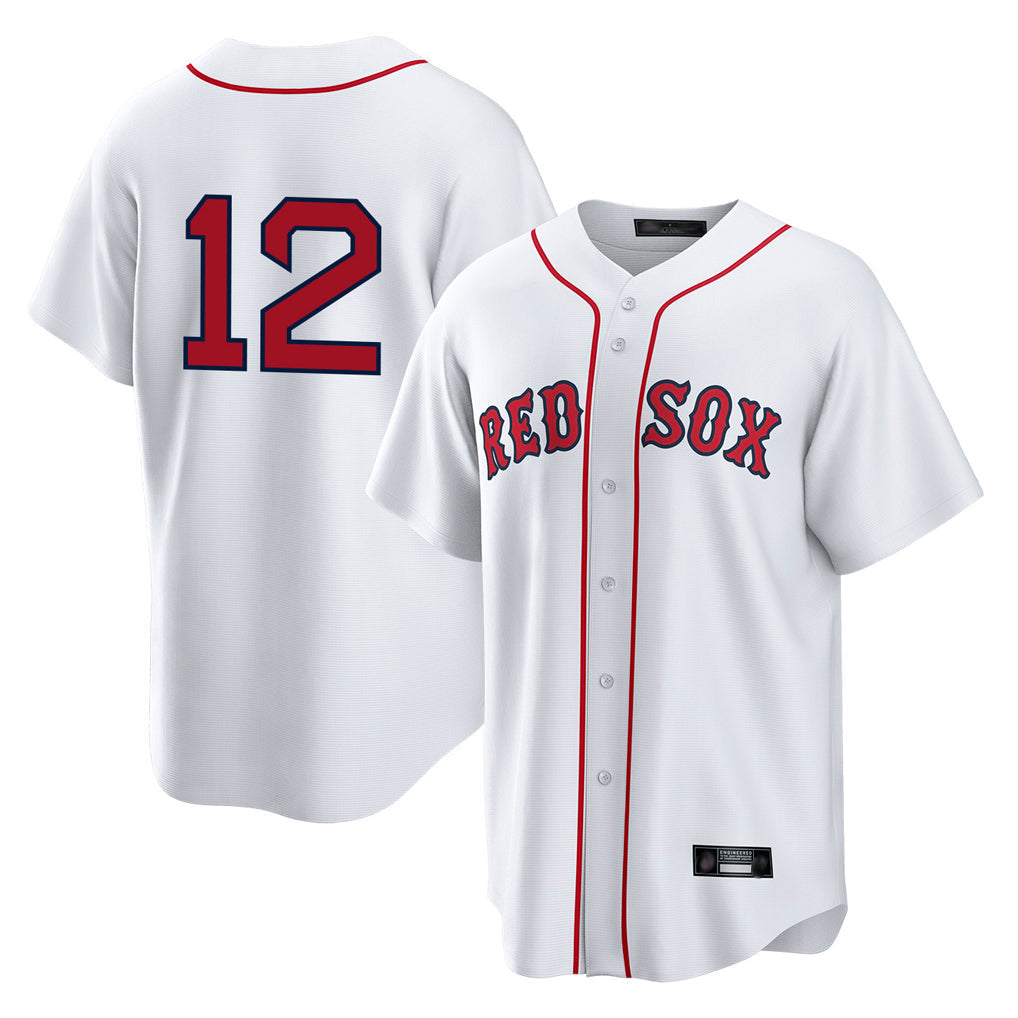 B.Red Sox #12 Connor Wong Player White Home Game Gdoa Stitched Jerseys