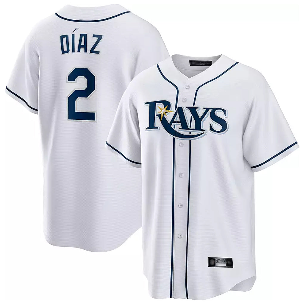 T.Bay Rays #2 Yandy Diaz Player White Home Game Gdoa Stitched Jerseys