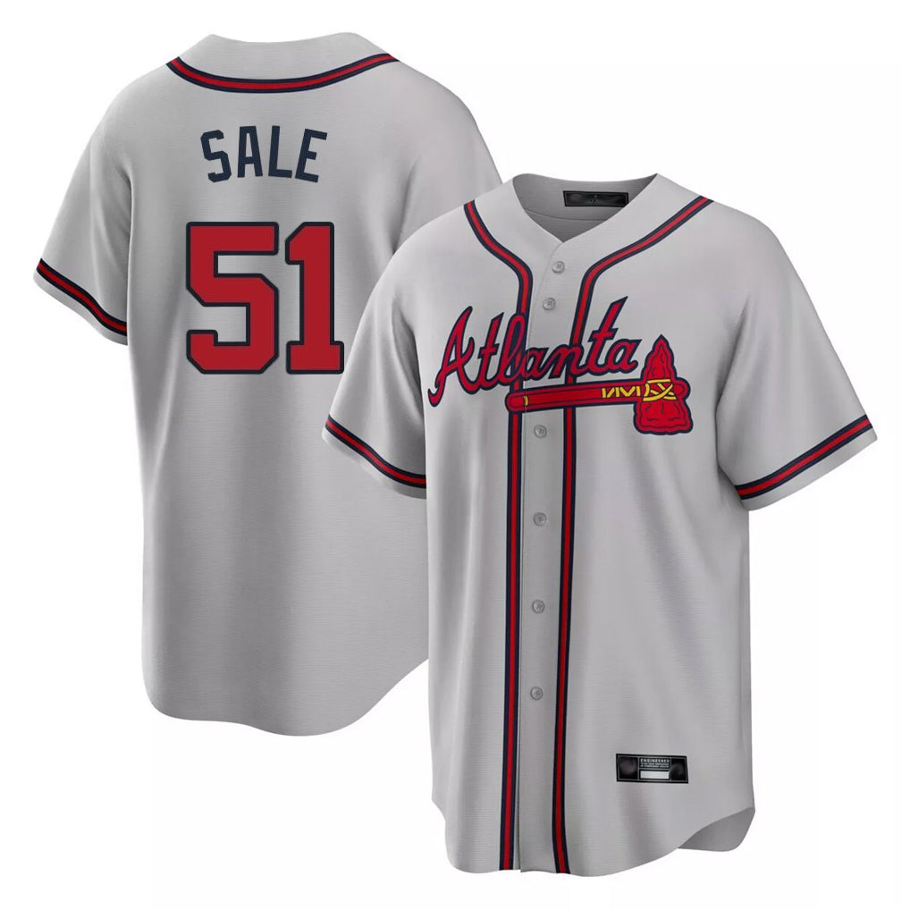 A.Braves #51 Chris Sale Player Gray Home Game Gdoa Stitched Jerseys