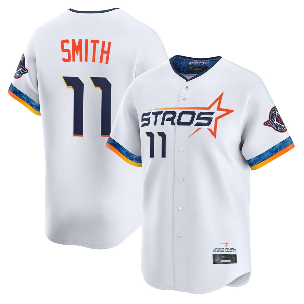 H.Astros #11 Cam Smith Player White City Connect Limited Home Gdoa Stitched Jerseys