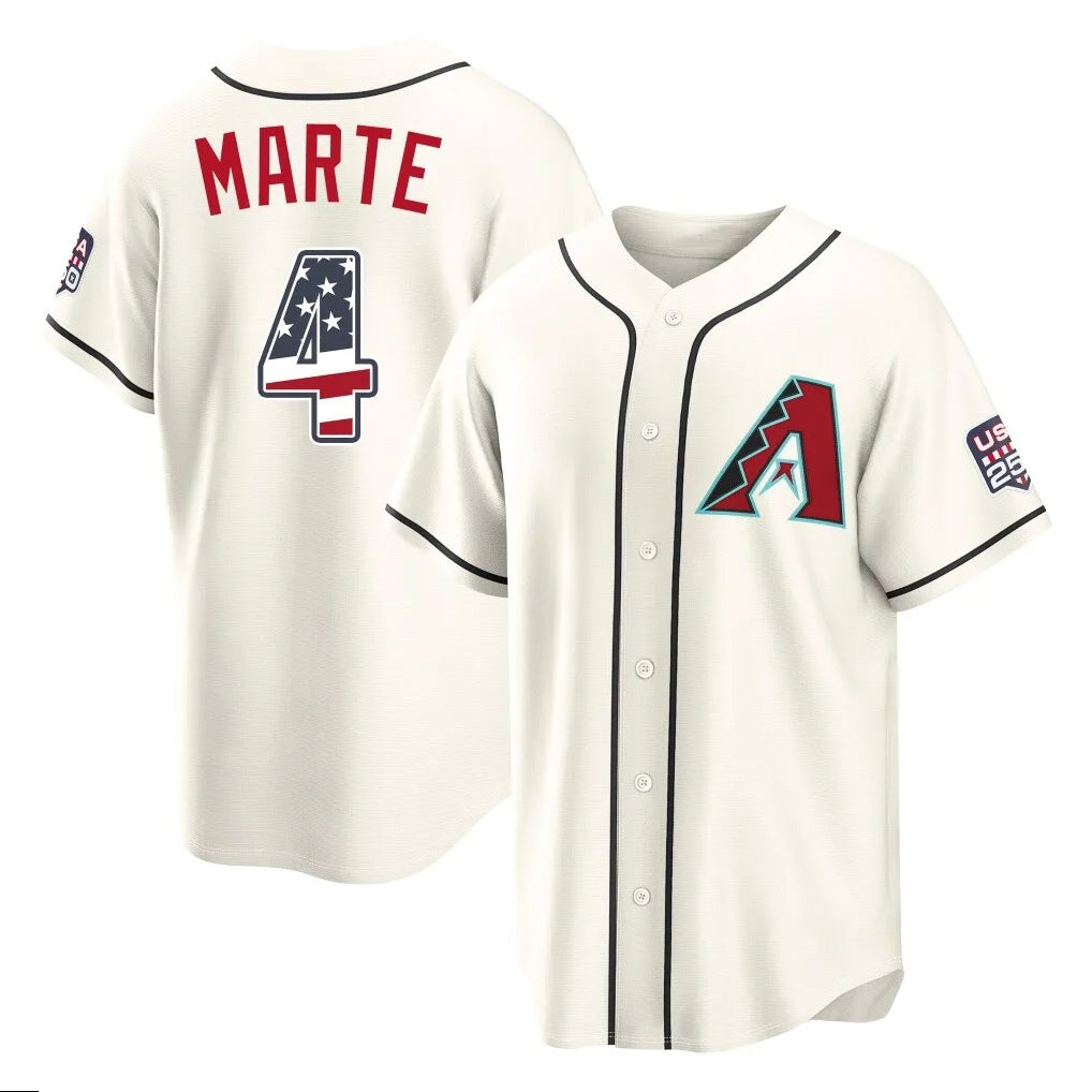 A.Diamondbacks #4 Ketel Marte Player Cream USA 250 Fourth of July Home Game Gdoa250Ys Stitched Jerseys