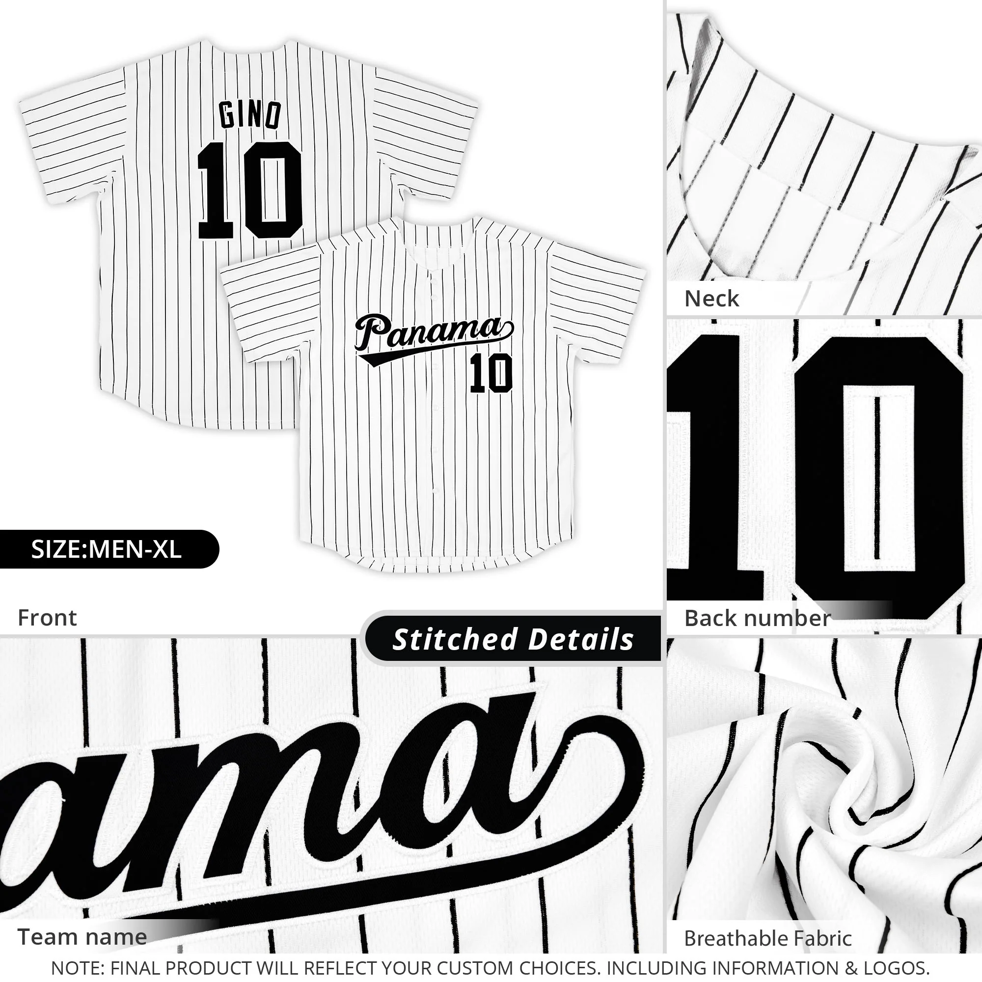 Custom Pinstripe Baseball Jersey Button Down Shirt Personalized for AdultsYouth