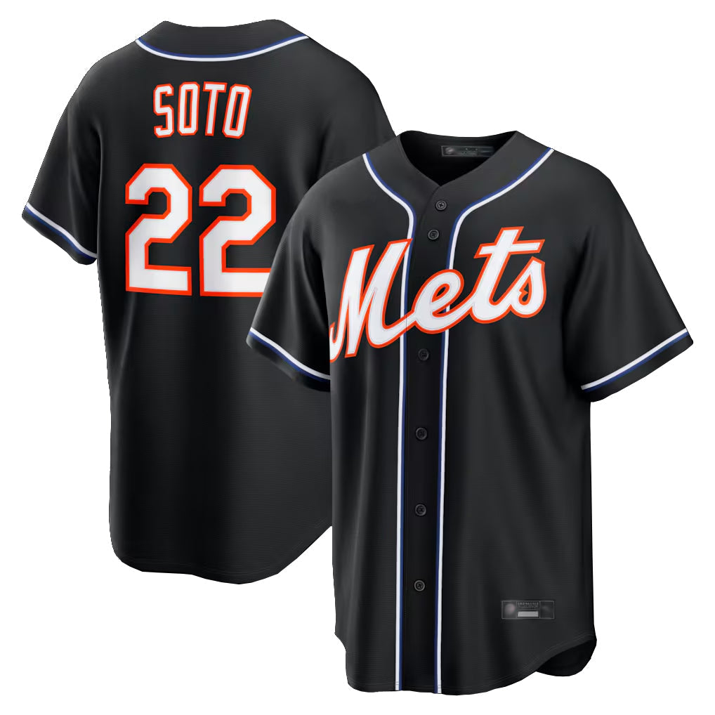 NY.Mets #22 Juan Soto Player Black Fashion Out Game Stitched Jerseys