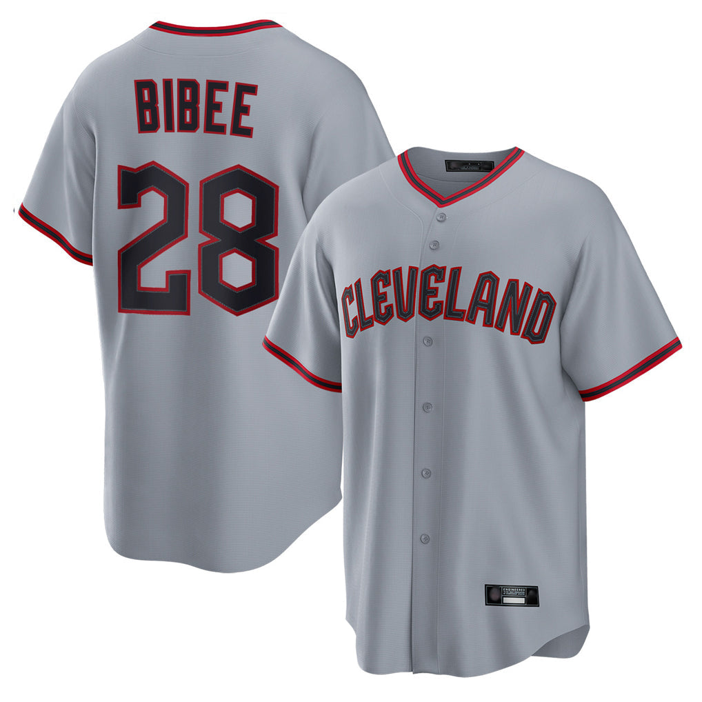 C.Guardians #28 Tanner Bibee Player Gray Home Game Gdoa Stitched Jerseys