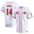 C.Reds #14 Pete Rose Player White Home Limited Gdoa Stitched Jerseys