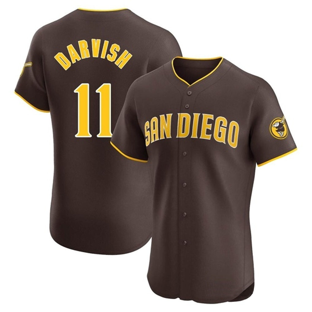 S.Diego Padres #11 Yu Darvish Player Brown Home Limited Elite Stitched Jerseys