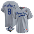 LA.Dodgers #8 Enrique Hern¨¢ndez Player Gray World Series Game Limited Home Gdoa Stitched Jerseys