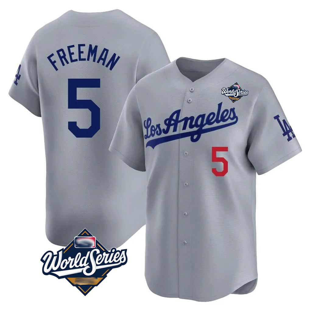 LA.Dodgers #5 Freddie Freeman Player Gray World Series Limited Home Gdoa Stitched Jerseys