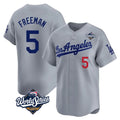 LA.Dodgers #5 Freddie Freeman Player Gray World Series Limited Home Gdoa Stitched Jerseys