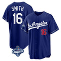 LA.Dodgers #16 Will Smith Player Royal World Series Meet Game Home Gdoa Stitched Jerseys