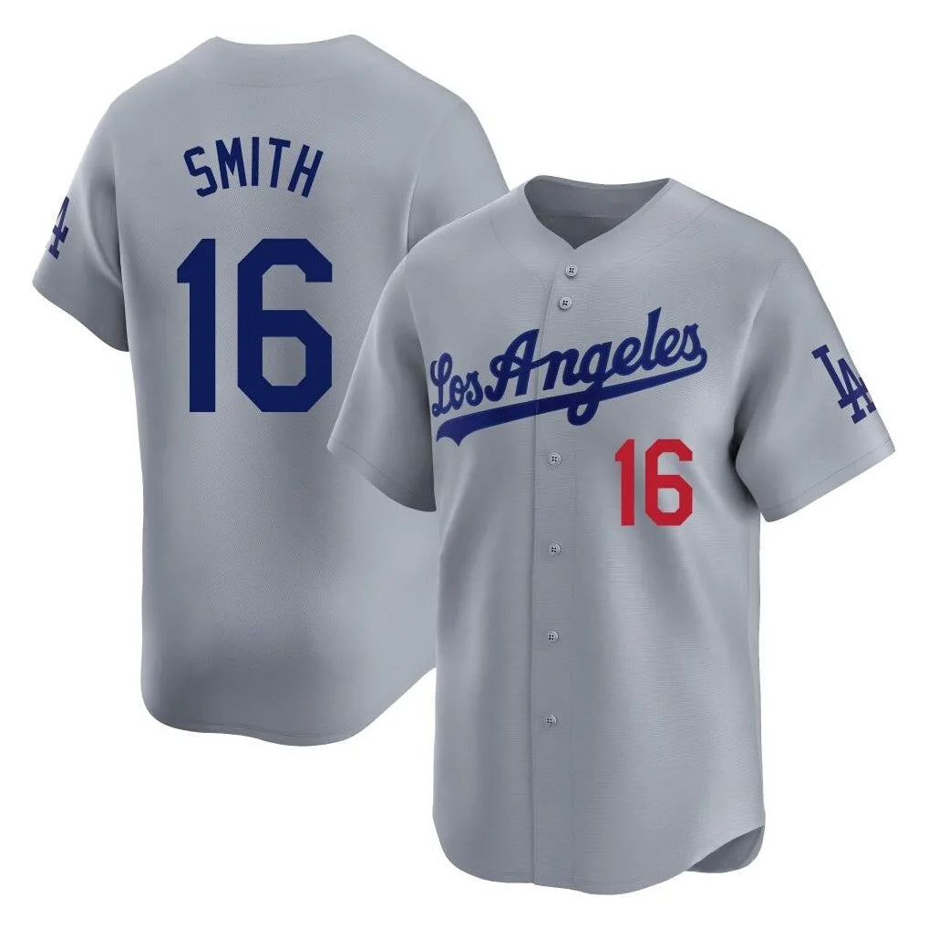 LA.Dodgers #16 Will Smith Player Gray Limited Home Gdoa Stitched Jerseys