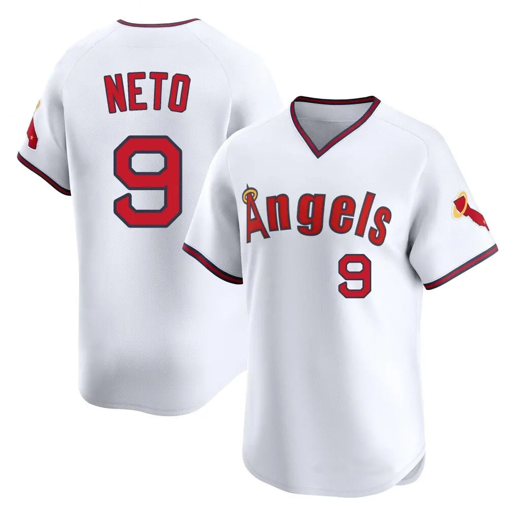 LA.Angels #9 Zach Neto Player White T-shirt Home Limited Gdoa Stitched Jerseys