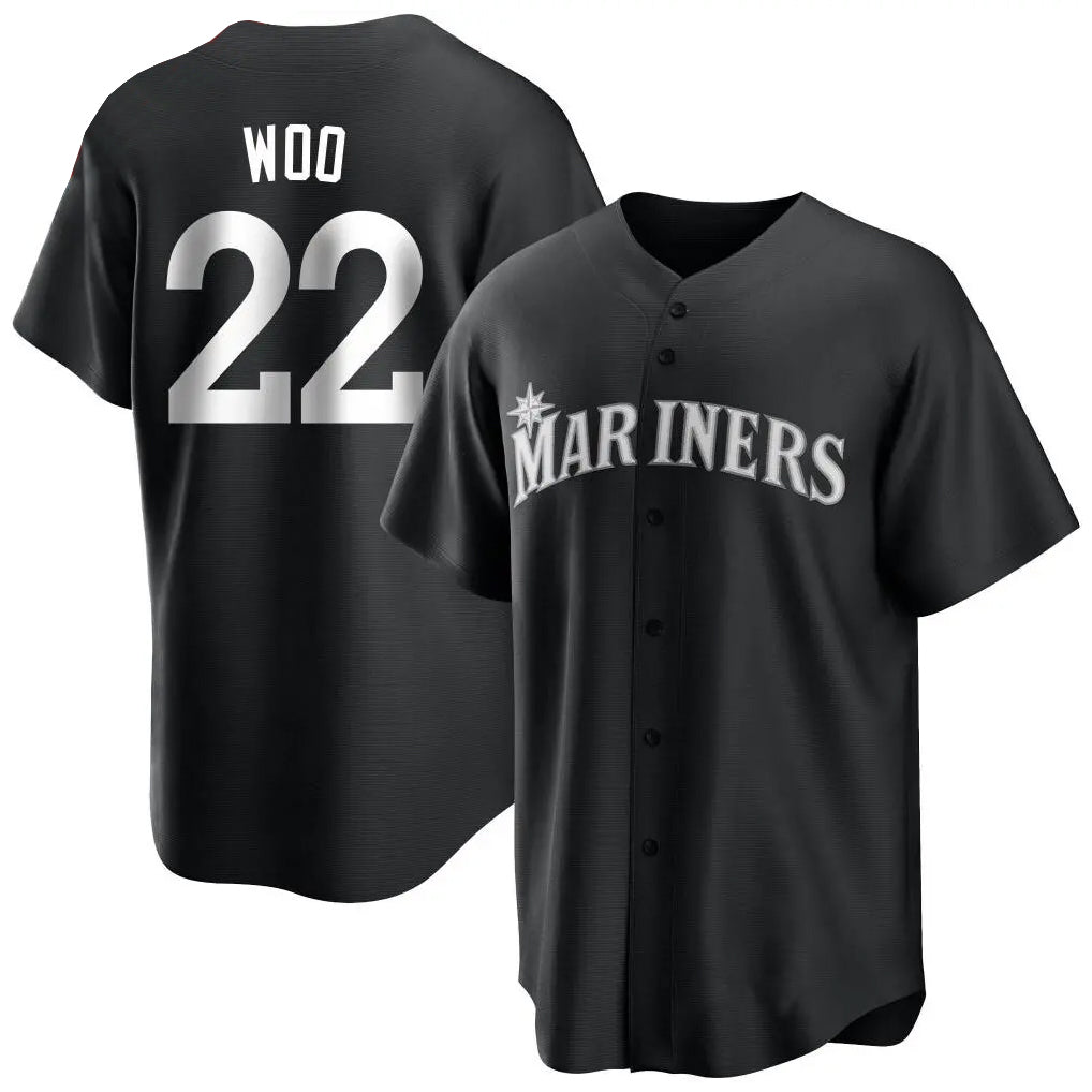 S.Mariners #22 Bryan Woo Player Black Home Limited Gdoa Stitched Jerseys