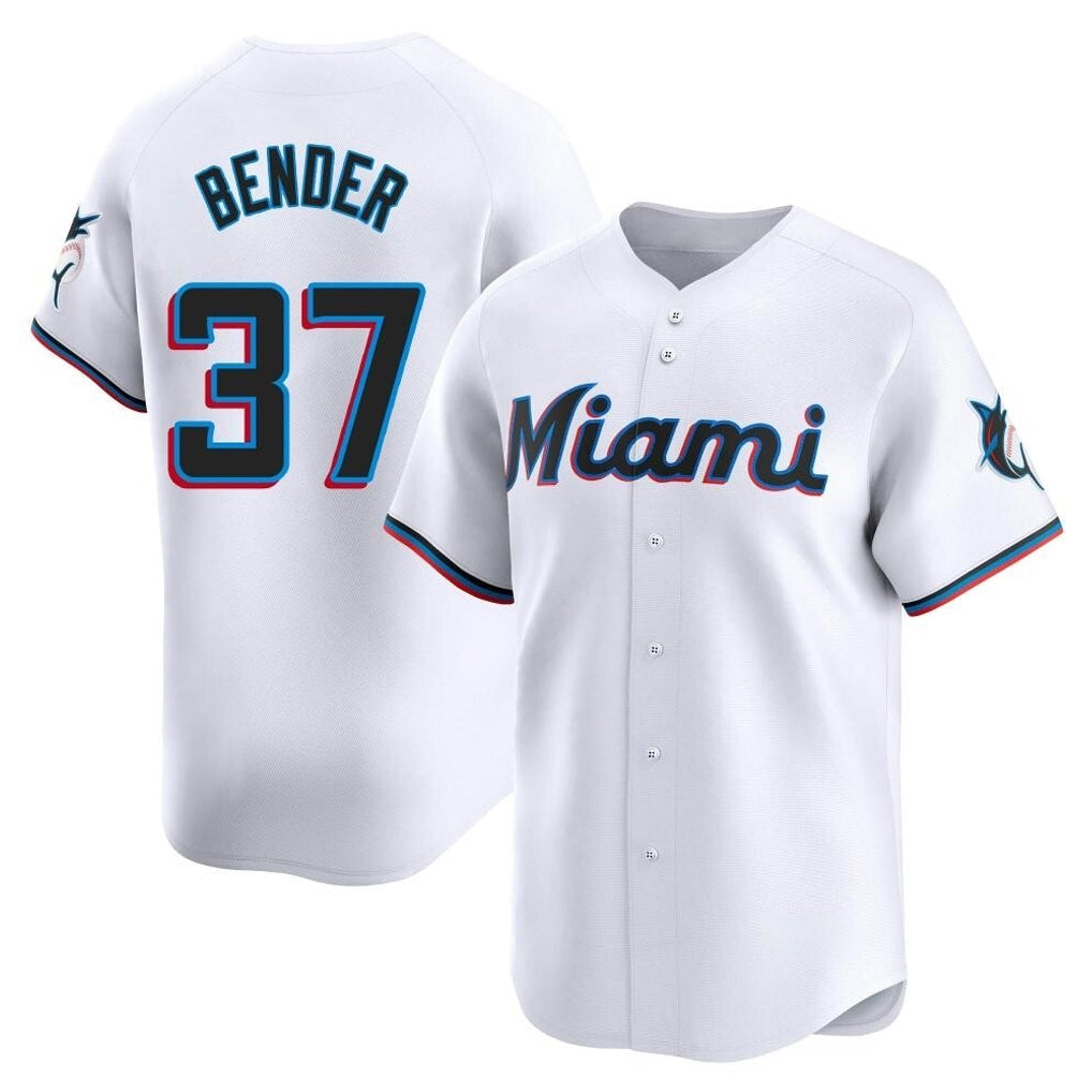 M.Marlins #37 Anthony Bender Player White  Home Limited Gdoa Stitched Jerseys