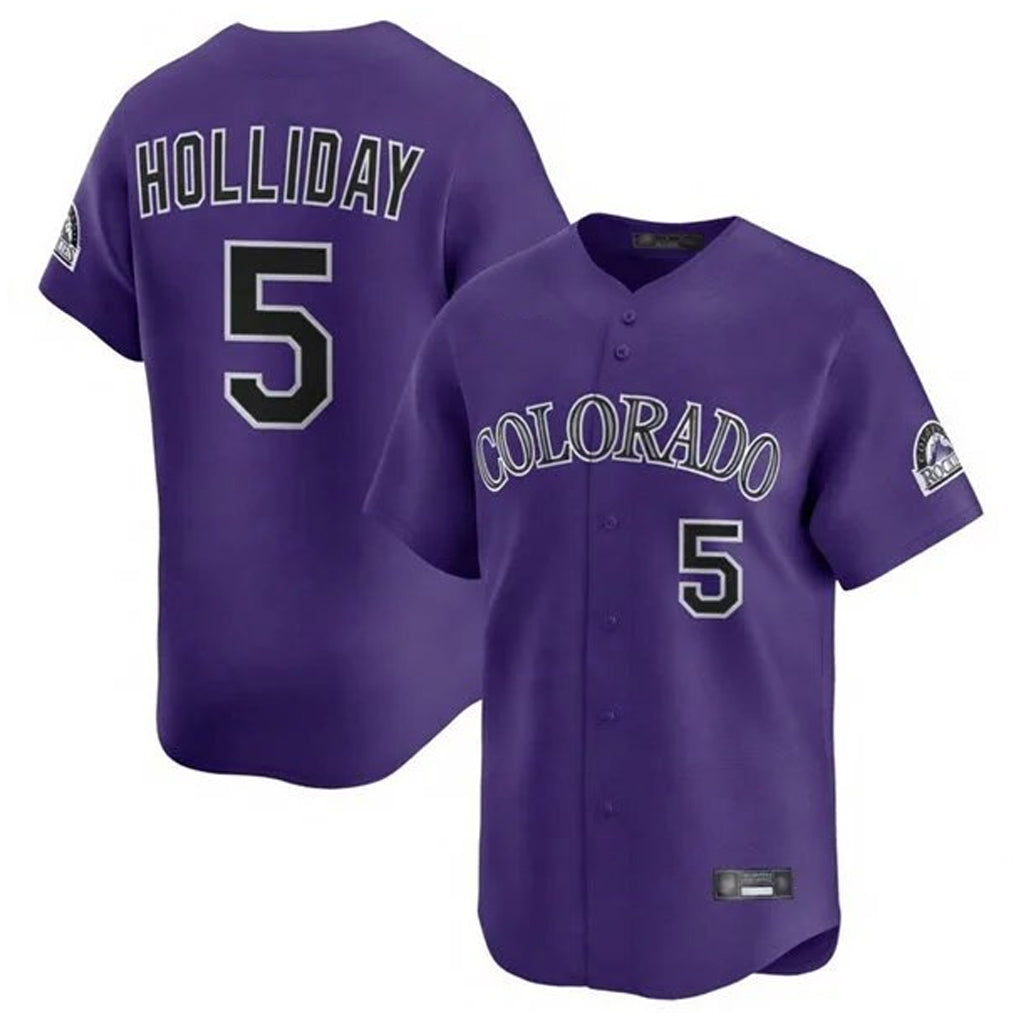 C.Rockies #5 Matt Holliday Player Purple Limited Home Gdoa Stitched Jerseys