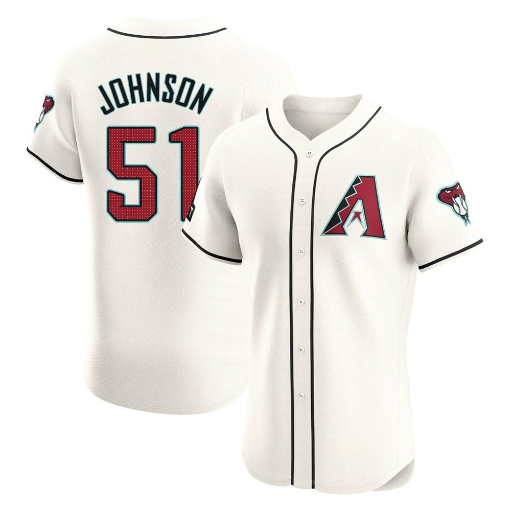 A.Diamondbacks #51 Randy Johnson Player Cream Elite Home Patch Stitched Jerseys