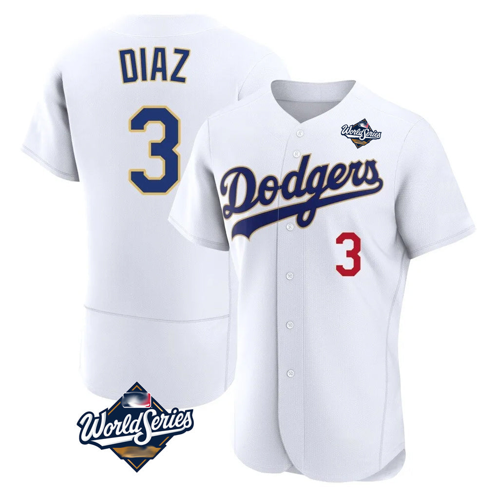 LA.Dodgers #3 Edwin D¨ªaz Player Gold White World Series 2026 Collection Stadium Limited Elite Gdoa Stitched Jerseys