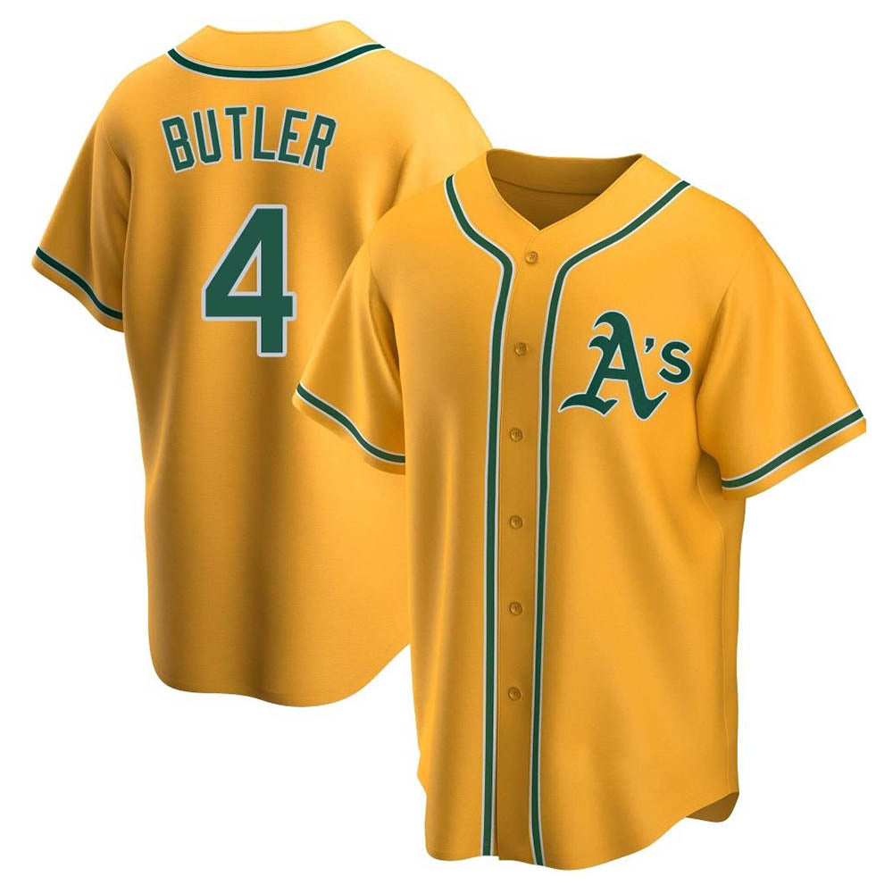 Athletics #4 Lawrence Butler player Gold Replica Alternate Stitched Jersey