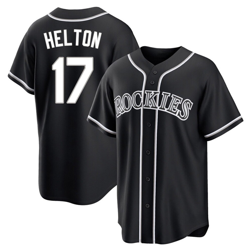 C.Rockies #17 Todd Helton Player Black Fashion Out Home Game Gdoa Stitched Jerseys