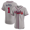 A.Braves #1 Ozzie Albies Player Gray Limited Elite Home Game Gdoa Stitched Jerseys