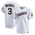 S.Diego Padres #3 Jackson Merrill Player White Cooperstown Collection Limited Home Stitched Jerseys