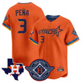H.Astros #3 Jeremy Pena Player Orange City Connect Texas Patch Vapor Premier Limited Home Gdoa Stitched Jerseys