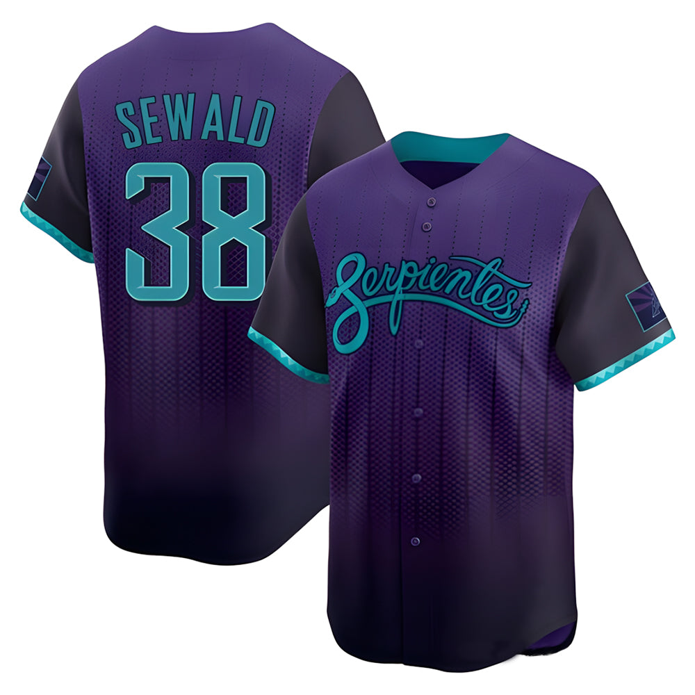 A.Diamondbacks #38 Paul Sewald Player Purple Limited 2025 City Connect Stitched Jersey