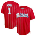 M.Marlins #1 Connor Norby Player Red City Connect Home Game Gdoa Stitched Jerseys