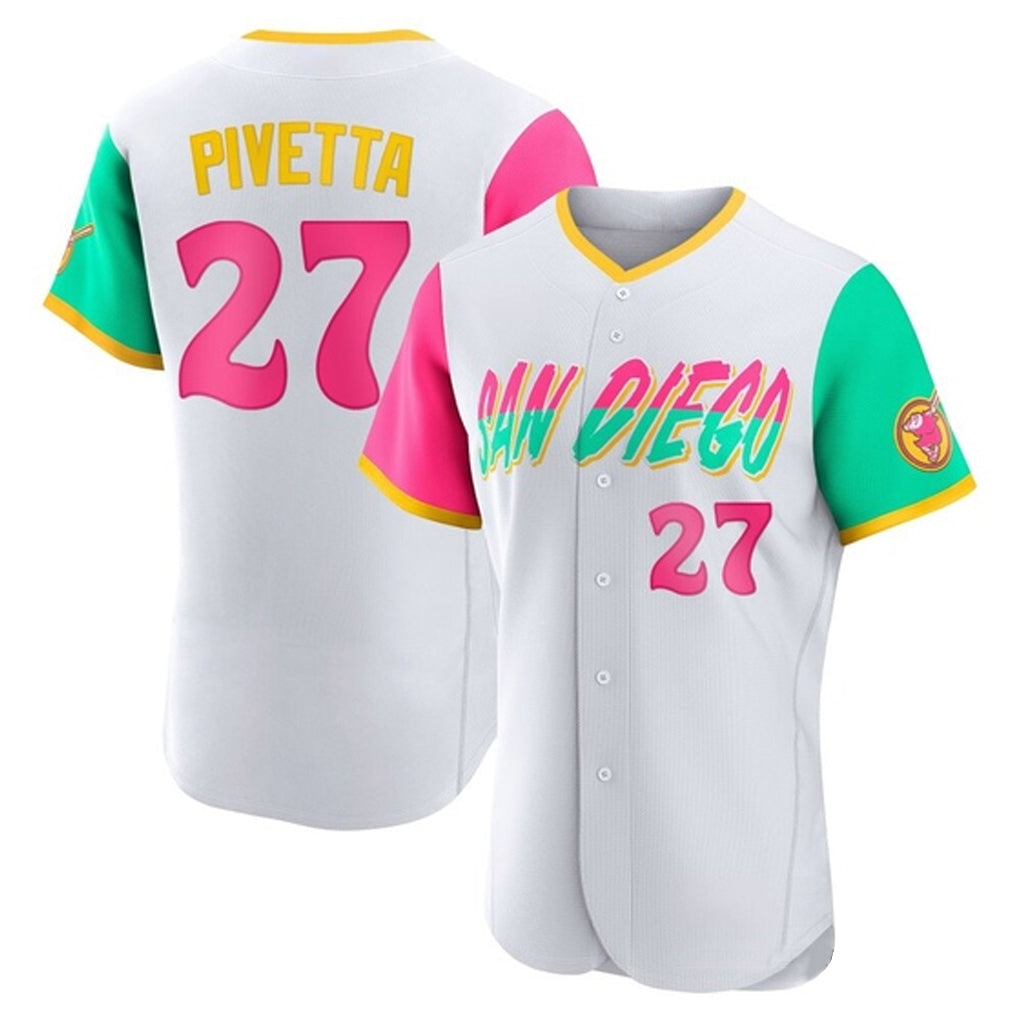 S.Diego Padres #27 Nick Pivetta Player White City Connect Home Limited Elite Stitched Jerseys