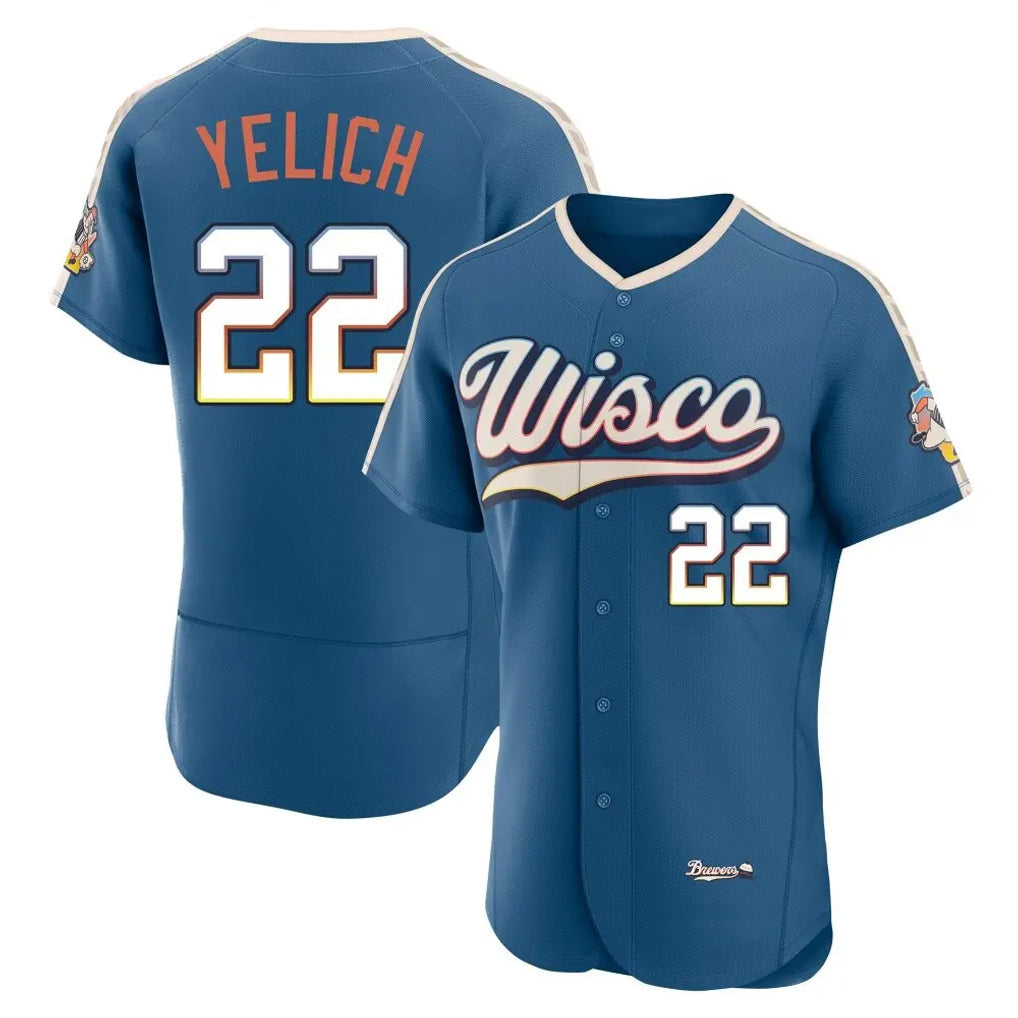 M.Brewers #22 Christian Yelich Player Blue 2026 City Connect Home Limited Elite Gdoa Stitched Jerseys