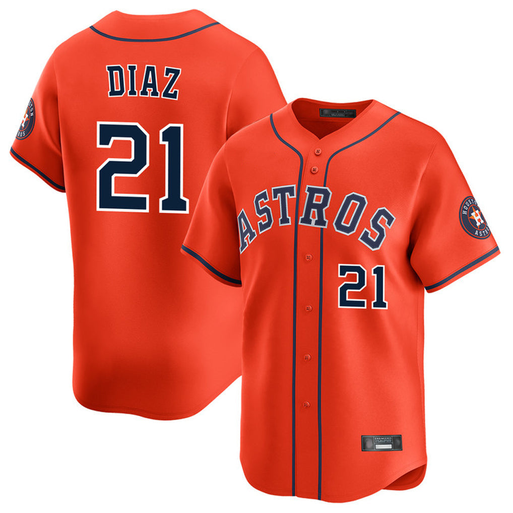 H.Astros #21 Yainer Diaz Player Orange Home Limited Gdoa Stitched Jerseys