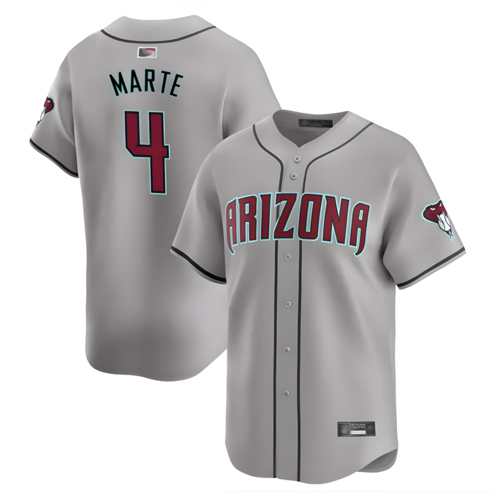 A.Diamondbacks #4 Ketel Marte Player Gray Replica Game Stitched Jerseys