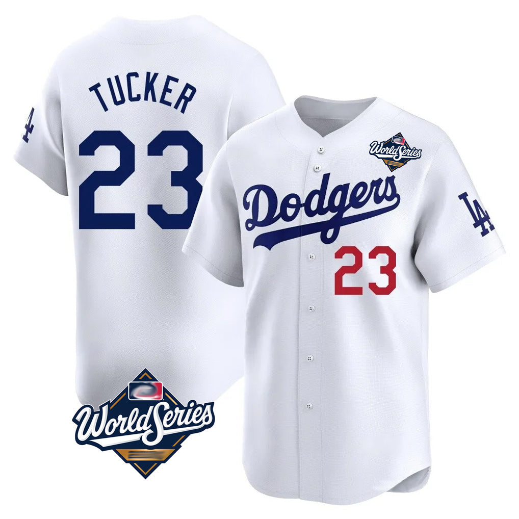 LA.Dodgers #23 Kyle Tucker Player White World Series Limited Home Gdoa Stitched Jerseys