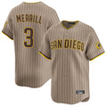 S.Diego Padres #3 Jackson Merrill Player Khaki Home Limited Gdoa Stitched Jerseys